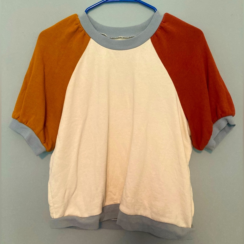 Madewell Colorblock Short Sleeve Sweatshirt Size S